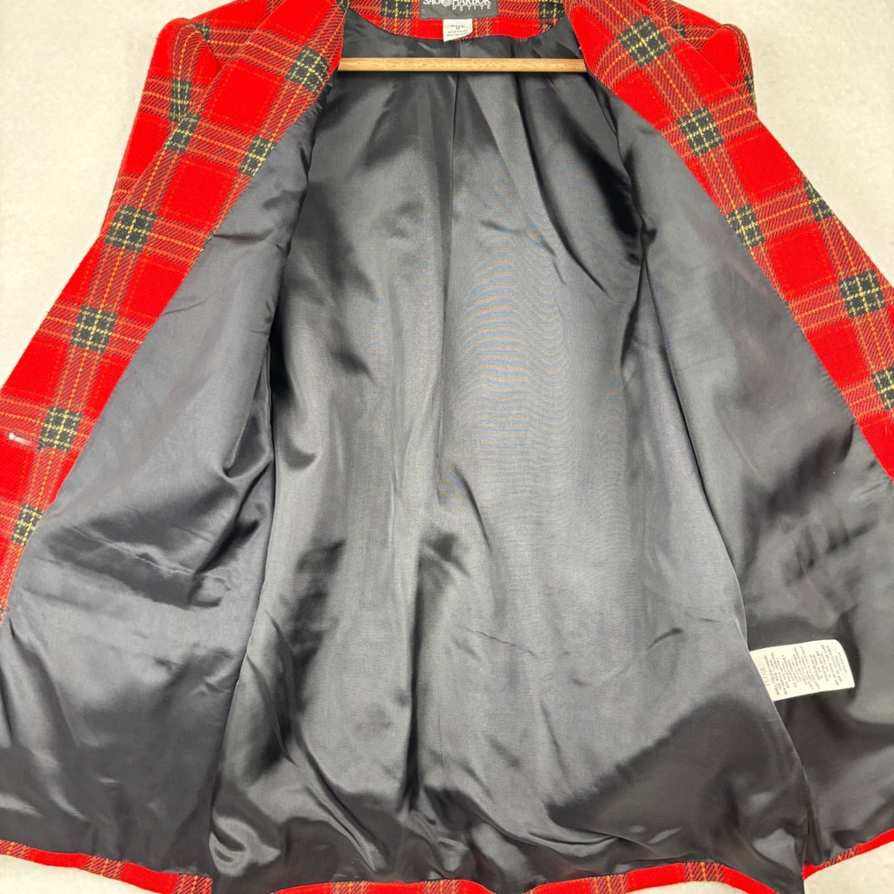 Sag Harbor Blazer Womens 8P Wool Blend Plaid Velvet Collar - Picture 7 of 7